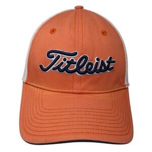 Fitleist Golf Fitted Trucker Hat Orange M Embroidered Mesh Back Vented Holes
